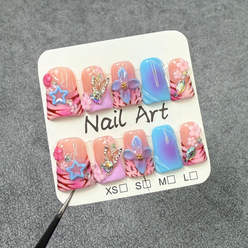 3D Printing Nails - 10 szt. Ręcznie Robione Sztuczne Paznokcie