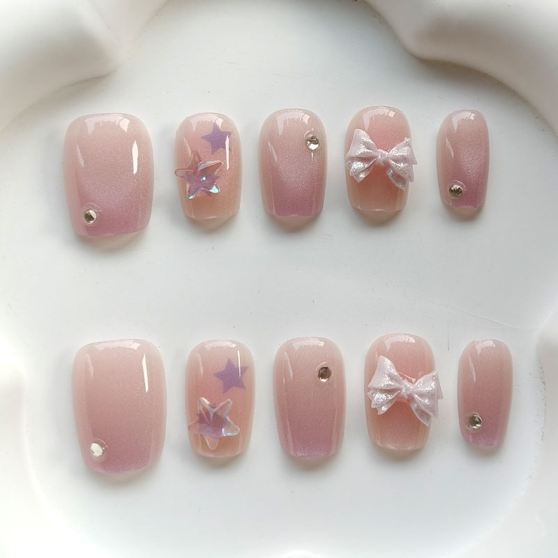 3D Printing Nails - 10 szt. Modne, urocze różowo-fioletowe paznokcie