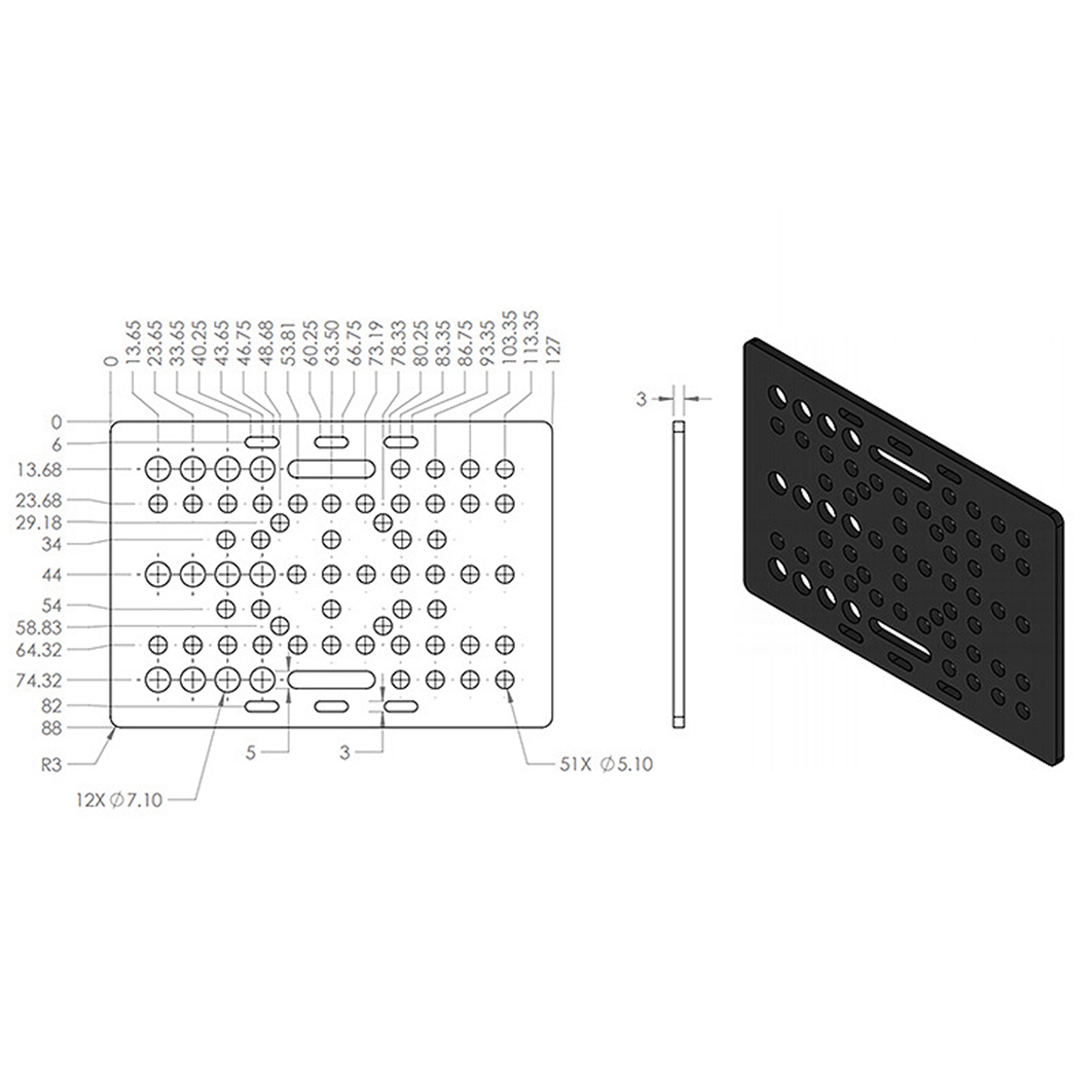 Płytka CNC A7THK-3X, uniwersal – V Slot Aluminum Extrusion recenzja i cena